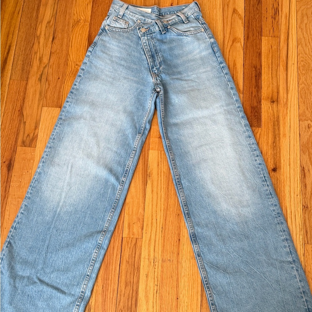 Zara Light Blue High-Rise Wide-Leg Jeans